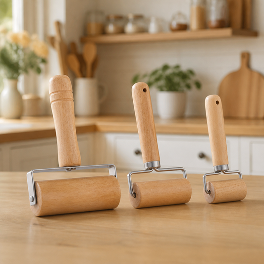 Beechwood Rolling Pin with Rotating Roller