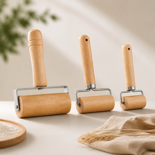 Beechwood Rolling Pin with Rotating Roller