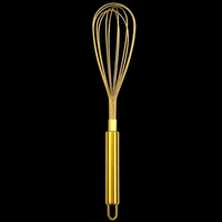Gold Stainless Steel Balloon Whisk, Titanium Gold Plated Kitchen Wire Whisk