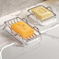 Stainless Steel Soap Dish Holder – Minimalist Soap Rack with Drain Tray, Rust Resistant Bathroom Soap Storage Organizer