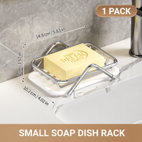 Stainless Steel Soap Dish Holder – Minimalist Soap Rack with Drain Tray, Rust Resistant Bathroom Soap Storage Organizer