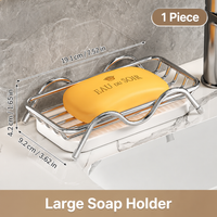 Stainless Steel Soap Dish Holder – Minimalist Soap Rack with Drain Tray, Rust Resistant Bathroom Soap Storage Organizer