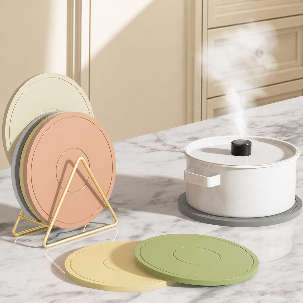 Round Silicone Trivet Mat, Multi‑Purpose Heat Resistant Hot Pot & Pan Table Protector