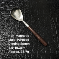 Stainless Steel Digging Spoon – Non-Magnetic Multi-Purpose Scoop with Wooden Handle, 19.3cm Utility Spoon