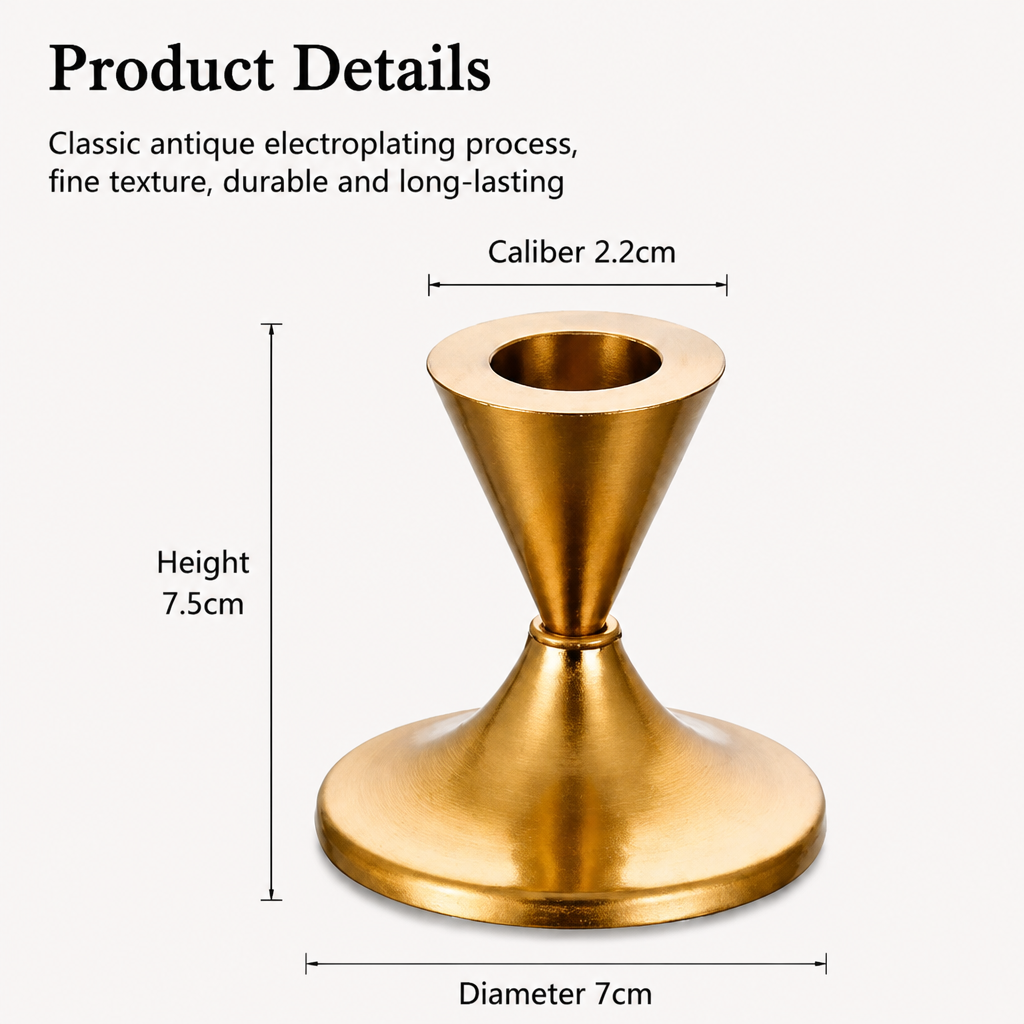 Gold Candle Holder Set – Metal Candlestick Holders, Set of 6 Elegant Candle Stands for Wedding Tables & Holiday Decor