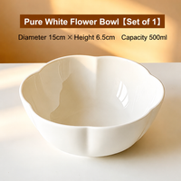 White Flower-Shaped Serving Bowl – 500ml Ceramic Bowl