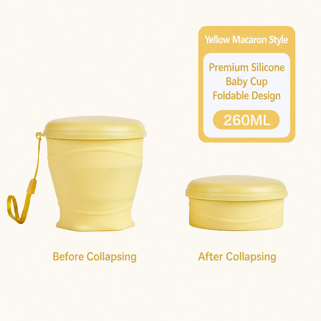 Silicone Collapsible Cup with Lid – 260ml Portable Travel & Camping Drinking Cup