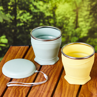 Silicone Collapsible Cup with Lid – 260ml Portable Travel & Camping Drinking Cup