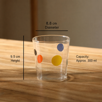 300ml Polka Dot Tumbler & Round Glass Cup for Coffee, Juice & Daily Use