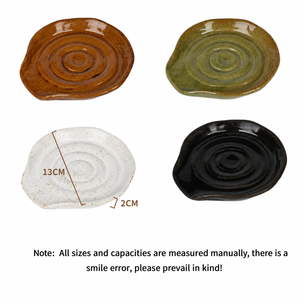Stoneware Spoon Rest – Reactive Glaze Ceramic Spoon Holder for Kitchen Countertop