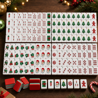 Christmas Mahjong Tile  – 160-Piece 30 mm Crystal Acrylic Mahjong Set with Engraved Inner Print for Holiday Game Nights, Gifts & Festive Parties