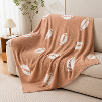 Baseball Print Flannel Throw Blanket Sports Theme Soft Warm Nap Blanket for Sofa Bed and Home