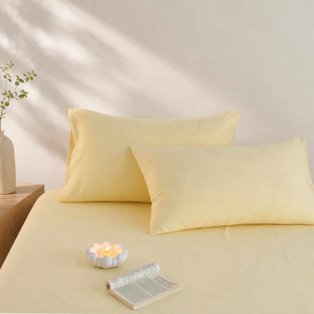 ashed Cotton Pillowcase – Soft Breathable Easy Care Pillow Cover