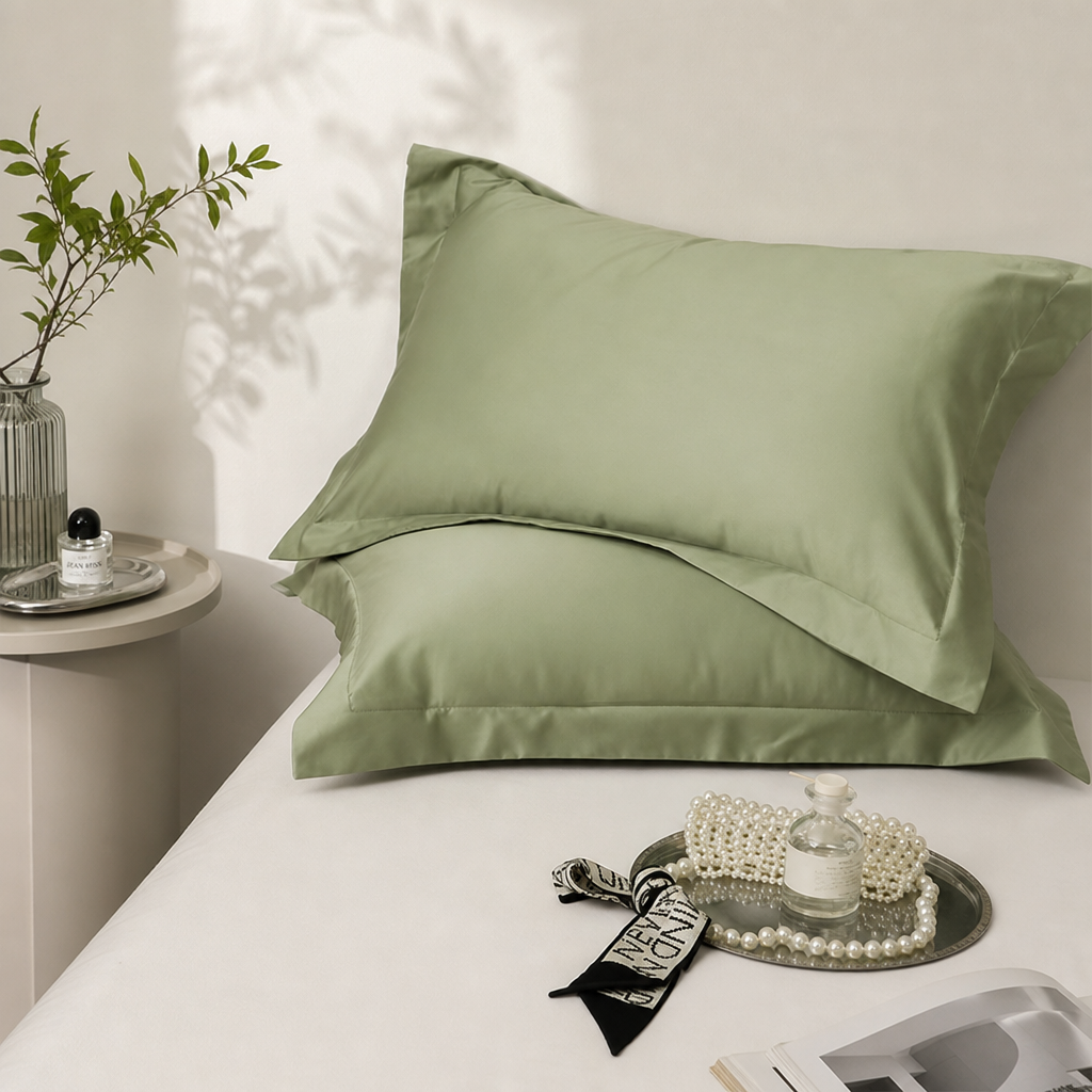 100% Long-Staple Cotton Pillowcase – Soft Breathable Solid Color Pillow Cover