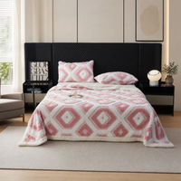 Dual-Tone 3D Jacquard Sherpa Fleece Blanket – Double-Layer Thick Warm Plush Throw for Sofa