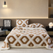 Dual-Tone 3D Jacquard Sherpa Fleece Blanket – Double-Layer Thick Warm Plush Throw for Sofa