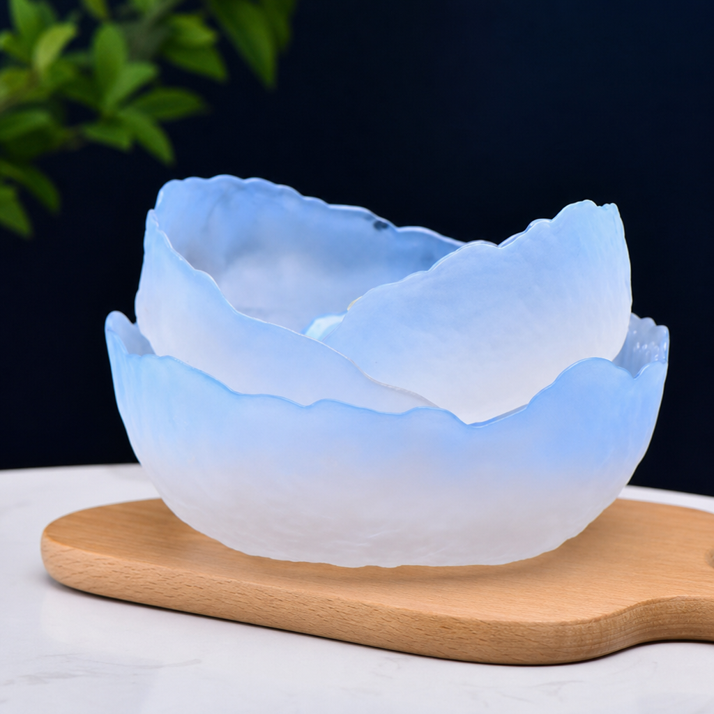 Japanese Hammered Glass Bowl – Thickened Textured Salad Bowl