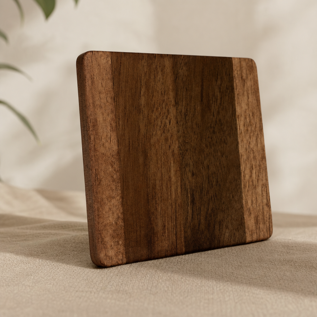 Acacia Wood Coaster – Square Heat-Resistant Wooden Mug Mat for Coffee Cups