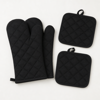 4-Piece Oven Mitt and Pot Holder Set – Heat-Resistant Solid Color Kitchen Gloves
