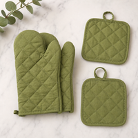 4-Piece Oven Mitt and Pot Holder Set – Heat-Resistant Solid Color Kitchen Gloves