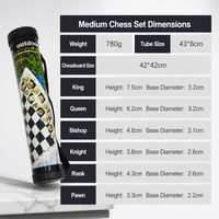 Portable Folding Chess Set Leather Board – Travel Outdoor Chess Game with Storage Barrel Case
