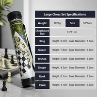 Portable Folding Chess Set Leather Board – Travel Outdoor Chess Game with Storage Barrel Case