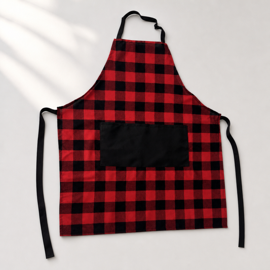 Plaid Kitchen Apron Stain Resistant Durable Cooking Baking Gardening Craft Apron