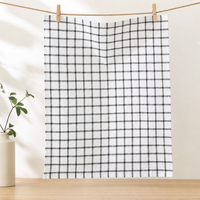 Black Plaid Kitchen Towel Cotton Blend Absorbent Dish Cloth Quick Dry Tea Towel
