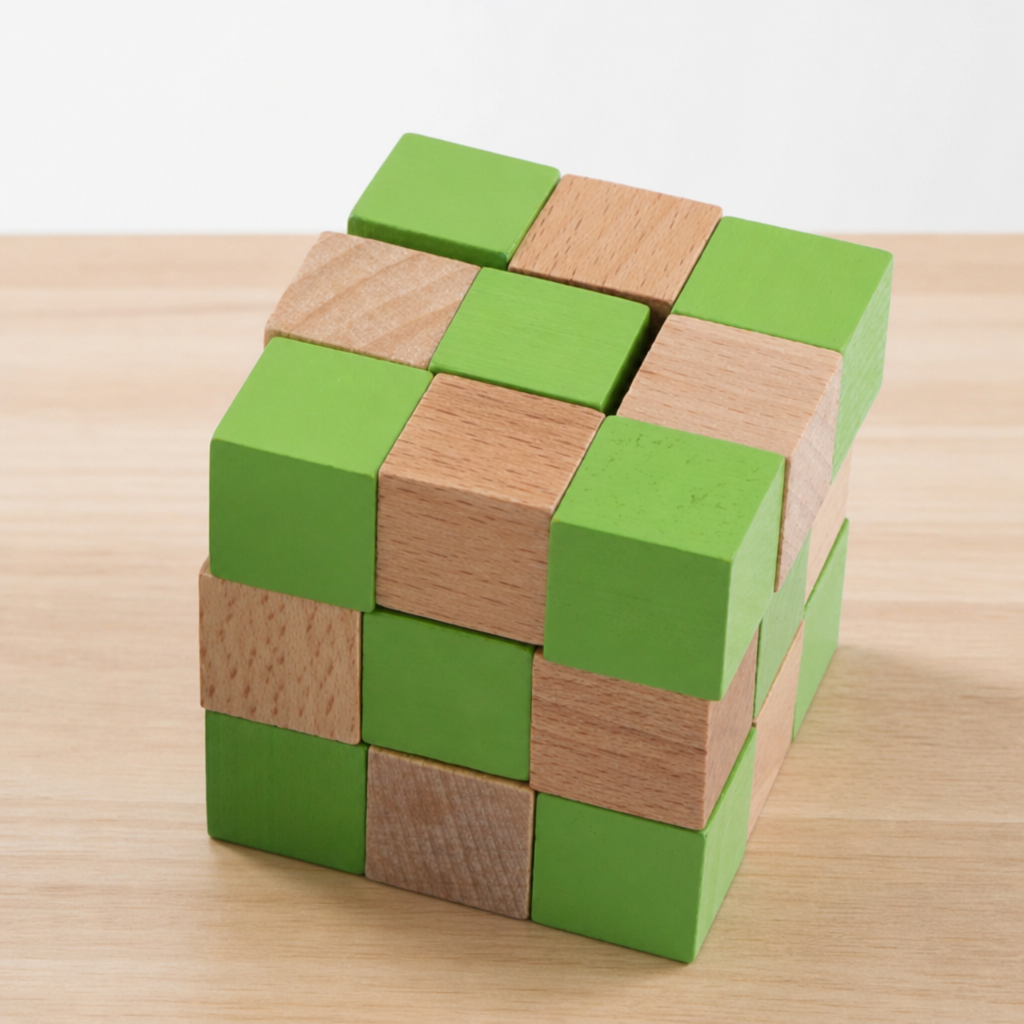 Nine Linked Rings Puzzle Brain Teaser Wooden IQ Toy
