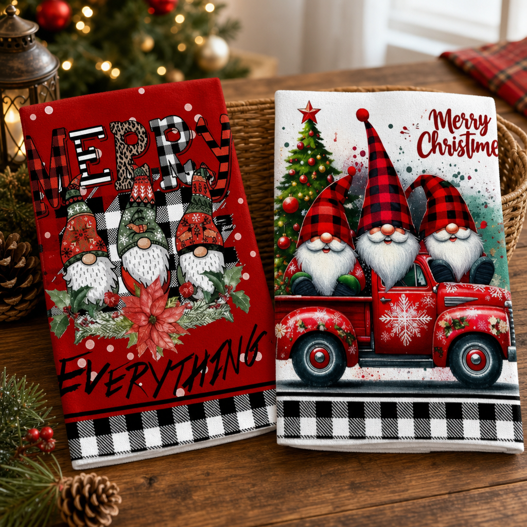 hristmas Kitchen Towel Set 2 Pieces Holiday Dish Cloth Home Cleaning Towel
