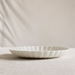 White Embossed Ceramic Dinner Plate – Minimalist Vertical Stripe Tableware