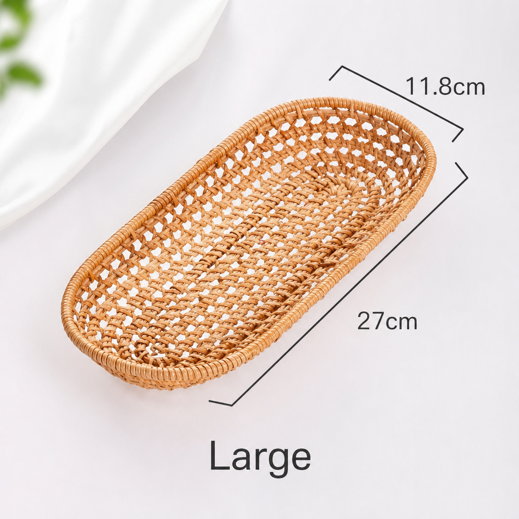 Rattan Woven Tray – Handcrafted Snack Plate Tea Tray