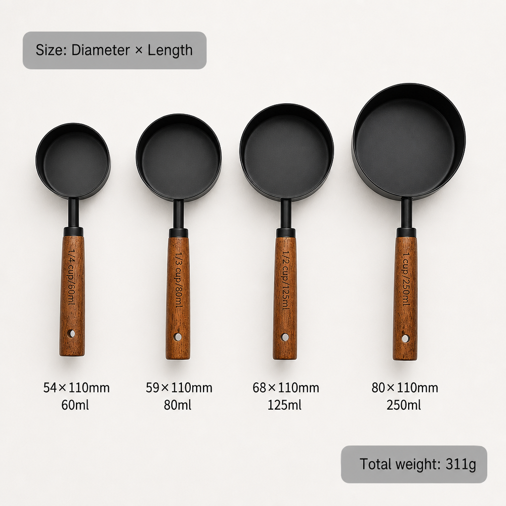 Gold Plated Stainless Steel Measuring Cups & Spoons Set – 4 Piece