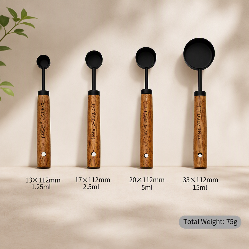 Gold Plated Stainless Steel Measuring Cups & Spoons Set – 4 Piece
