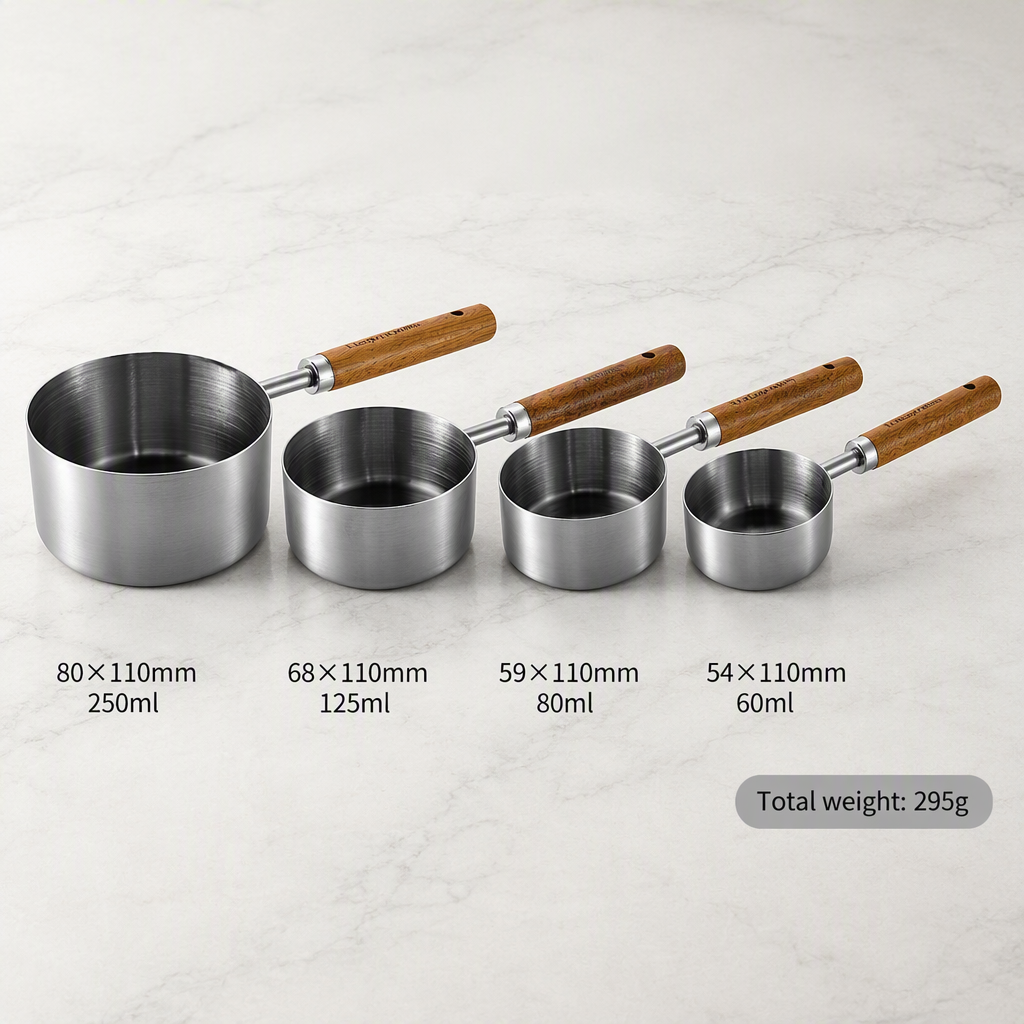 Gold Plated Stainless Steel Measuring Cups & Spoons Set – 4 Piece