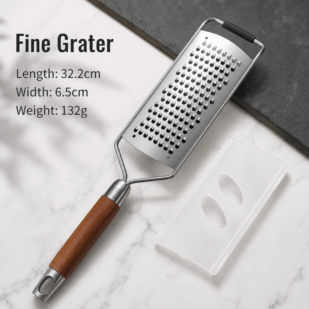 Stainless Steel Grater – Multifunctional Kitchen Shredder with Wooden Handle