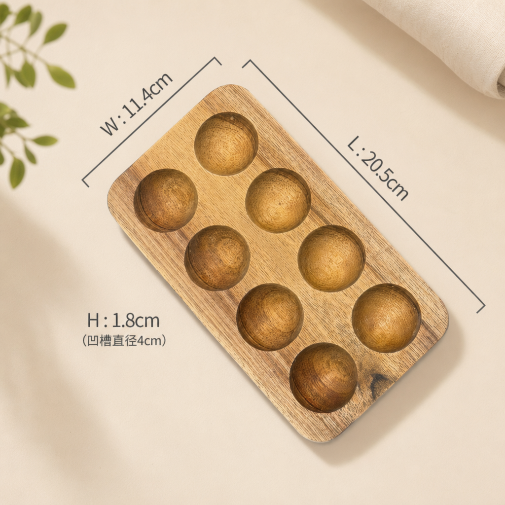 Solid Wood Egg Holder Tray – Acacia Wood Egg Storage Rack