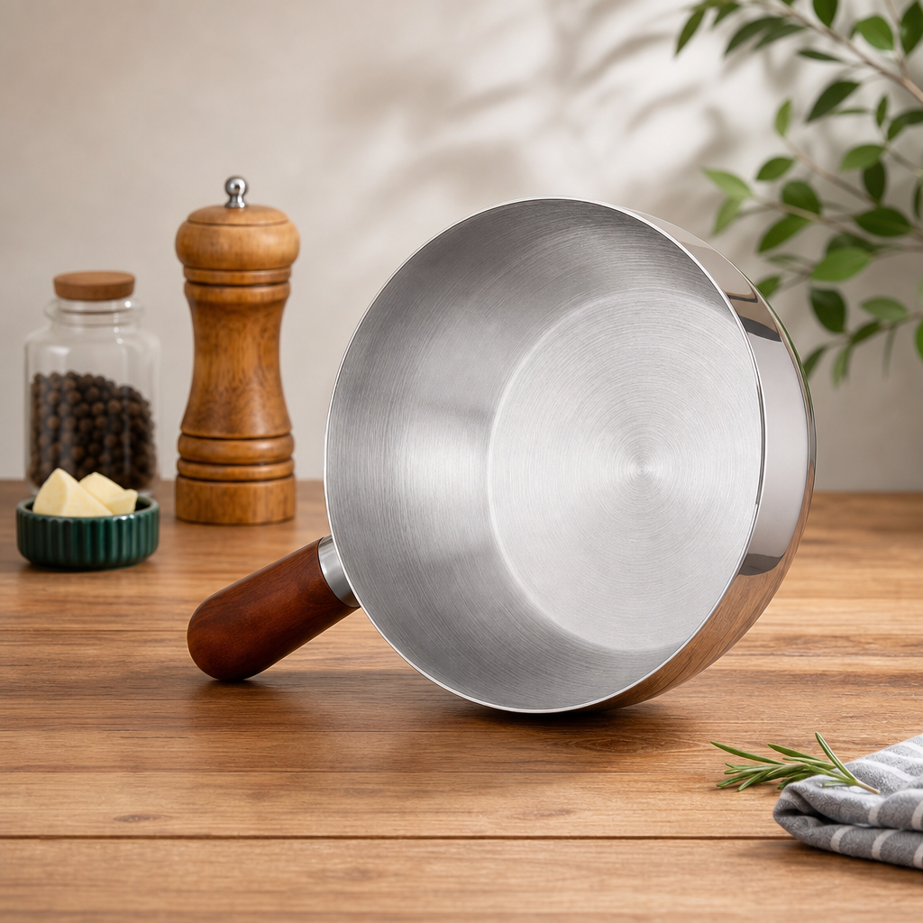Stainless Steel Saucepan with Wooden Handle