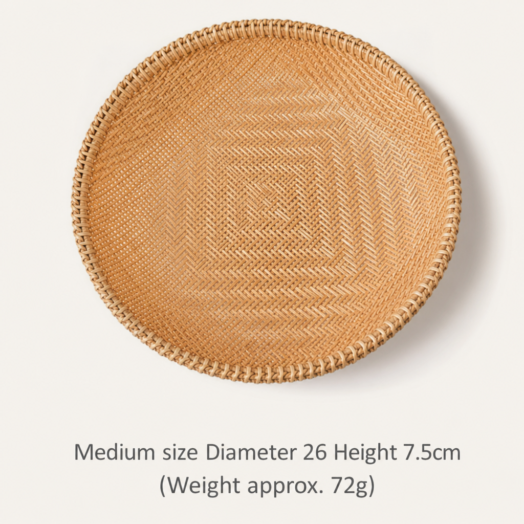 Woven Bamboo Tray – Round Handwoven Basket