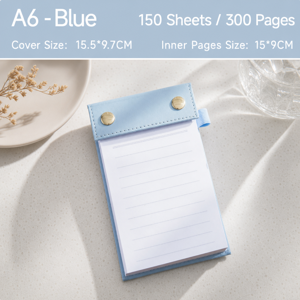A6 Portable Lined Sticky Note Book – Thickened Tear-Off Refillable Memo Pad