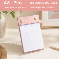 A6 Portable Lined Sticky Note Book – Thickened Tear-Off Refillable Memo Pad