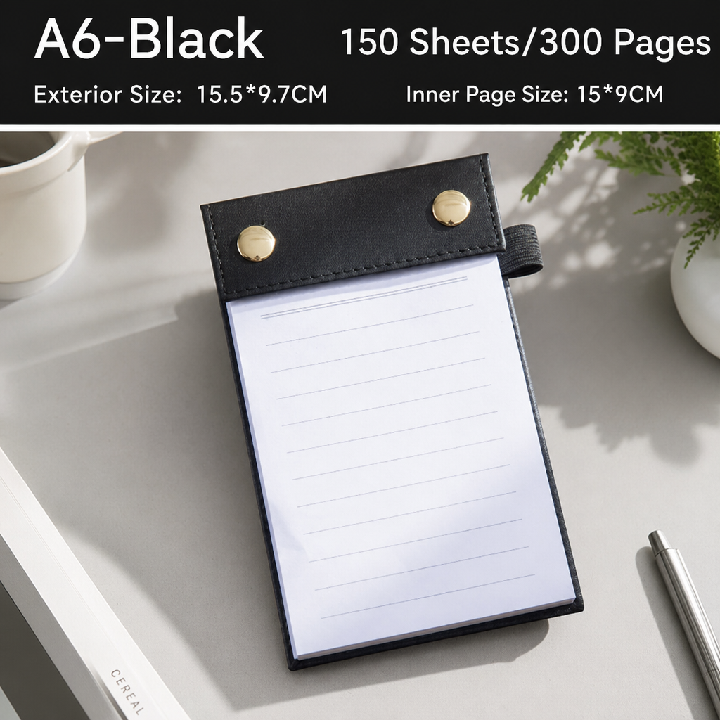A6 Portable Lined Sticky Note Book – Thickened Tear-Off Refillable Memo Pad