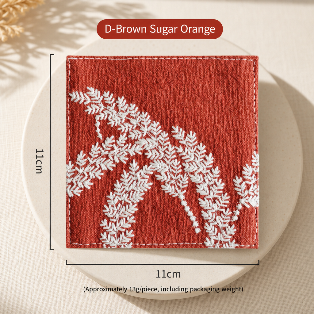 Embroidered Insulated Coaster – Thickened Coffee Cup & Tea Mug Mat