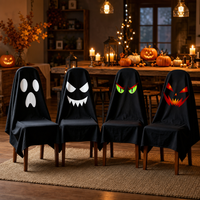 Halloween Chair Cover Set – 4 Piece Spooky Face Party Chair Slipcovers