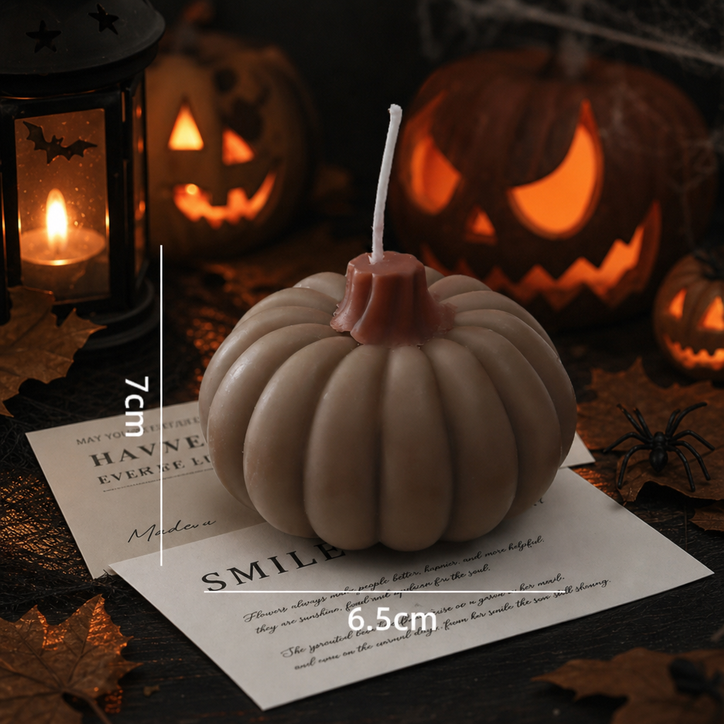 Halloween Pumpkin Scented Candle – Short Pumpkin Shaped Handmade Decorative Candle