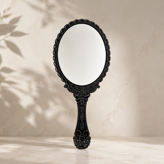 Vintage Handled Makeup Mirror – Korean Style Portable Beauty Mirror