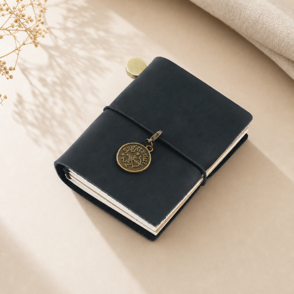 Mini Leather Travel Notebook – Refillable Pocket Journal with 2 Inserts