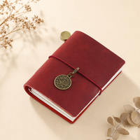 Mini Leather Travel Notebook – Refillable Pocket Journal with 2 Inserts