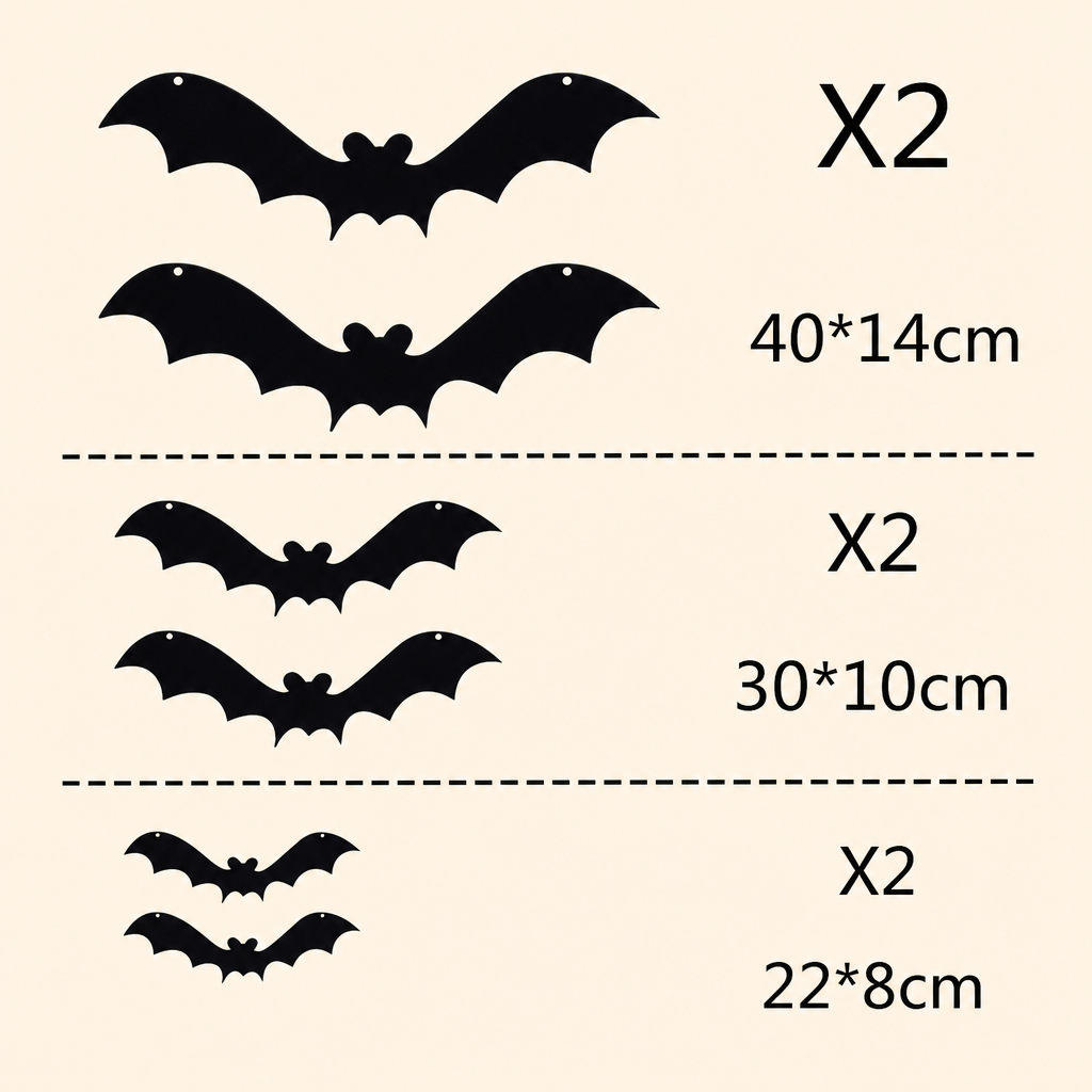 Halloween Glow in the Dark Bat Hanging Decorations – Bat Garland Set