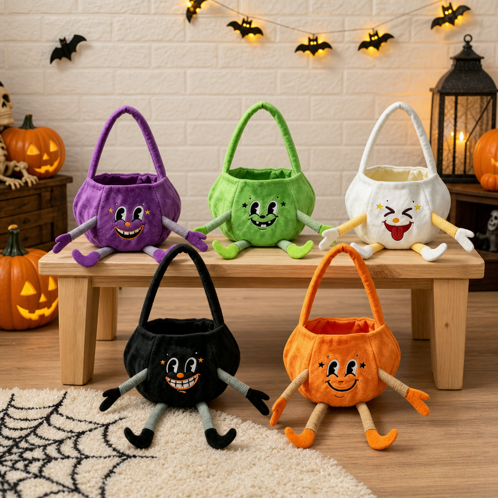 Halloween Ghost Candy Bag – Plush Four-Legged Ghost Treat Holder